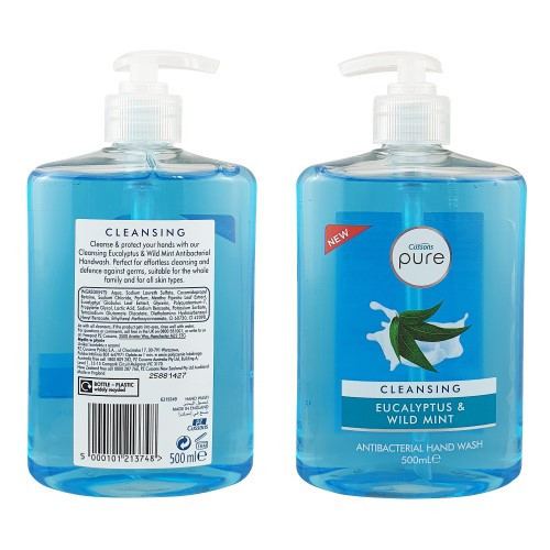 مایع دستشویی آنتی باکتریال pure با رایحه اکالیپتوس و پونه مدل cleansing