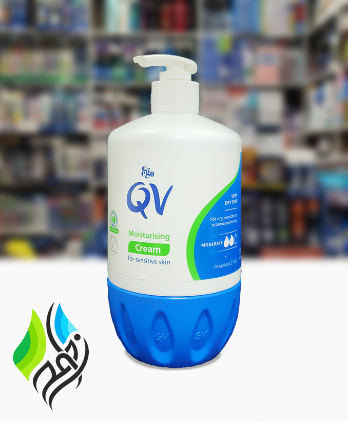 کرم مرطوب کننده پمپی QV برای پوستهای حساس، وزن 500 گرم جنس اصلی