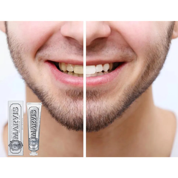 خمیر دندان سفید کننده مارویس MARVIS مدل WHITENING MINT حجم85ml ایتالیا اورجینال