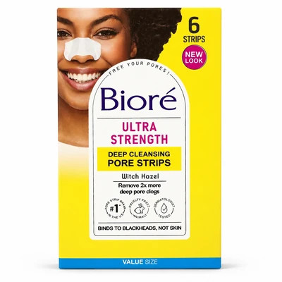 چسب بینی بیور Bioré Ultra Strength مدل Deep Cleansing Pore Strips با عصاره Witch Hazel – بسته 6 عددی
