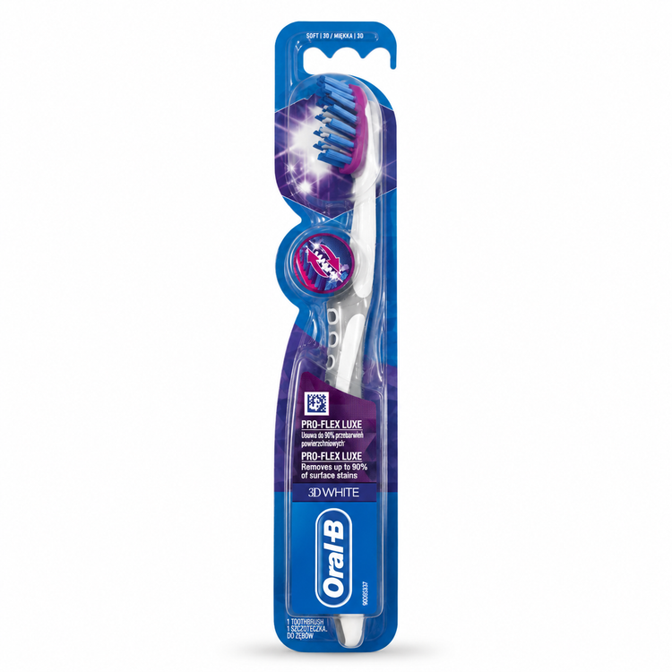 مسواک اورال-بی مدل 3D White Luxe Pro-Flex | سفیدکننده و منعطف، برس نرم (Soft)، تکی