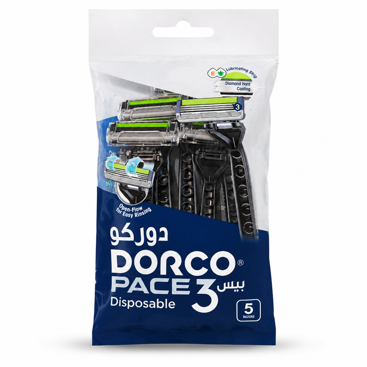 خودتراش ۳ تیغ دورکو (Dorco) مدل Pace 3 Disposable بسته ۵ عددی
